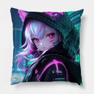 Neko anime girl Pillow