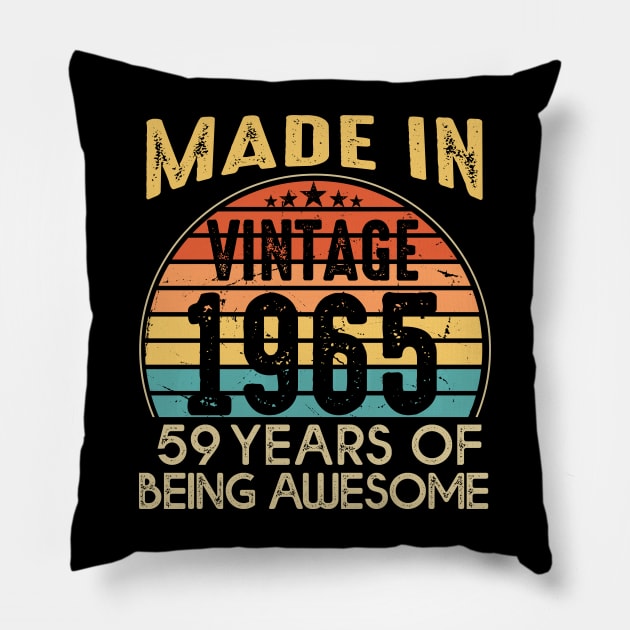 T4691965 Vintage 1965 59 Years Old Being Awesome Pillow by shattorickey.fashion