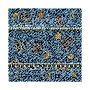 Denim with Stars and Moons pattern T-Shirt