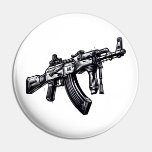 Iconic AK-47 Sketch: Artistry Meets Firepower Pin