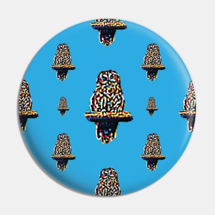 Toot Sweet - Colorful Blue Pattern Of An Owl On A Perch Pin