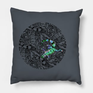 Lizard Tessellation Green Pillow