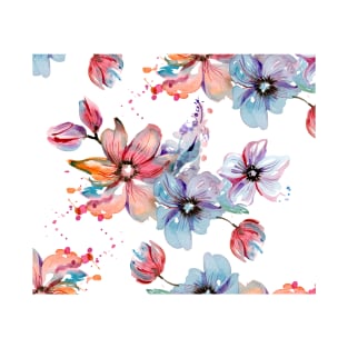 Watercolor-Floral Pattern T-Shirt