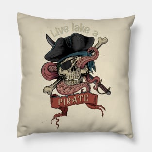 skull captain pirate & octopus Pillow