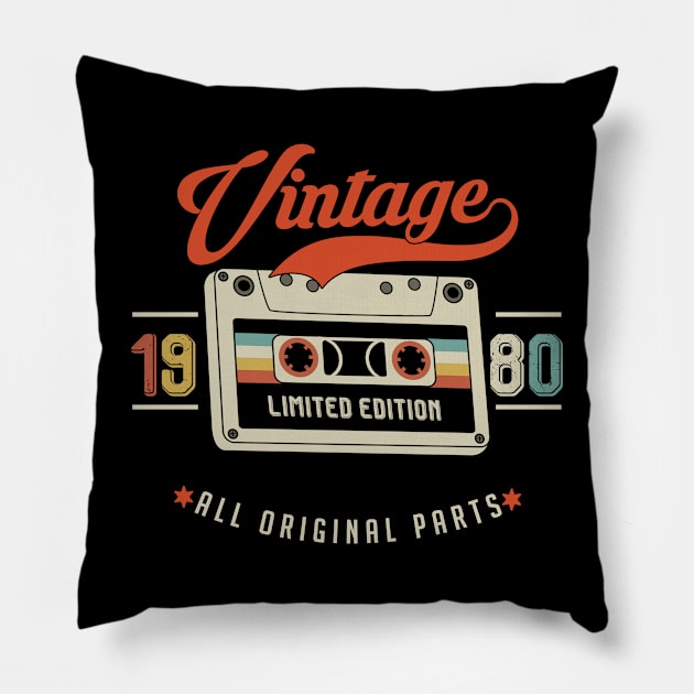 1980 Vintage - Limited Edition All Original Parts Pillow by Debbie Art