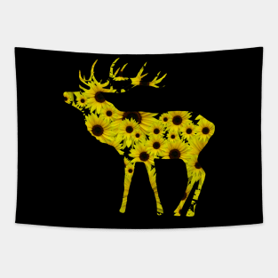 deer, stag, sunflowers, wild animal, hunting sunflower Tapestry