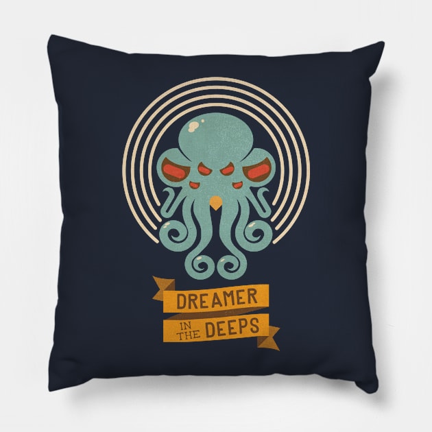 Cthulhu, Dreamer in the Deeps Pillow by DevilOlive