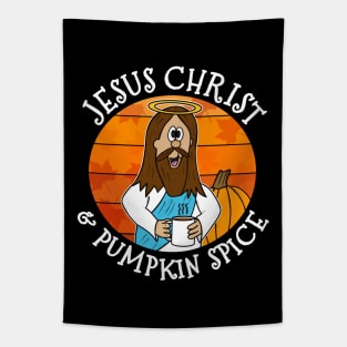 Jesus Christ and Pumpkin Spice Christian Fall Autumn Tapestry