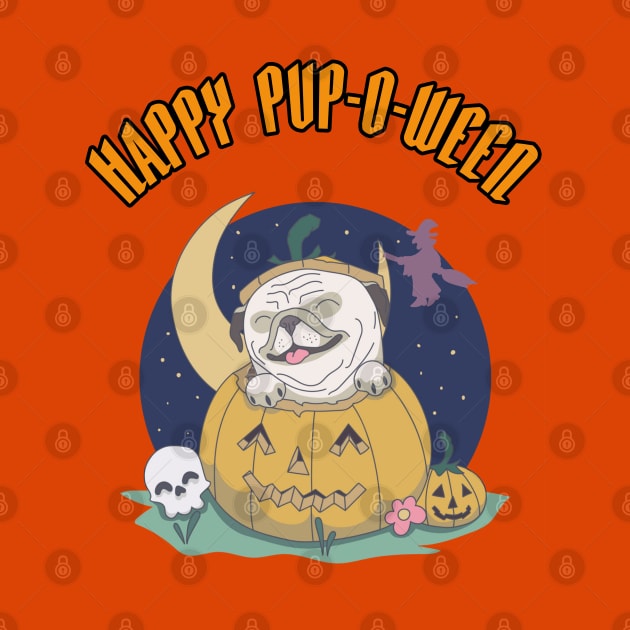 Happy Pup-O-Ween ! Cute Dog Lovers Halloween Design by PsychoDynamics