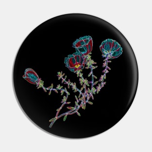 Black Panther Art - Glowing Flowers in the Dark 3 Pin