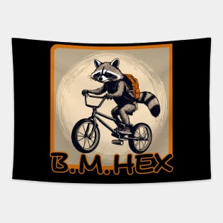 Raccoon bmx rider Tapestry