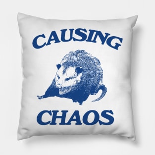 Opossum causing chaos shirt, Funny Possum Meme Pillow