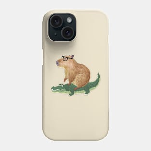 Funny Capybara Riding On a Crocodile Phone Case