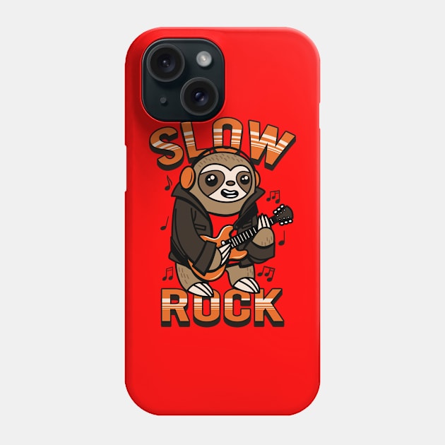 Cute Kawaii Slow Rock Guitar Playing Sloth Gift For Sloth Lovers Phone Case by Originals By Boggs