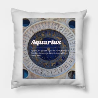Aquarius Zodiac Roman Numerial Print Pillow