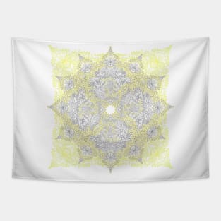 Sunny Doodle Mandala in Yellow & Grey Tapestry