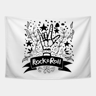 Hand drawn Rock  poster. Tapestry