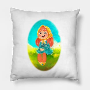 Happy Little Girl Pillow