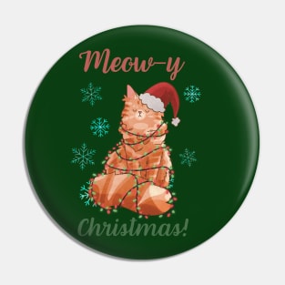 Meow-y Christmas! - Red Maine Coon Pin