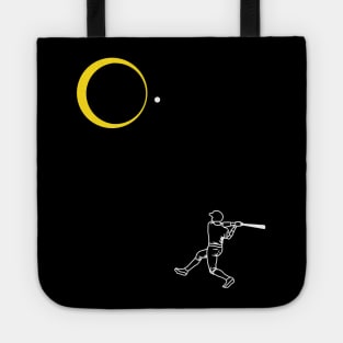 Solar Eclipse 2024 Baseball Player Batting towards the Sun Tote