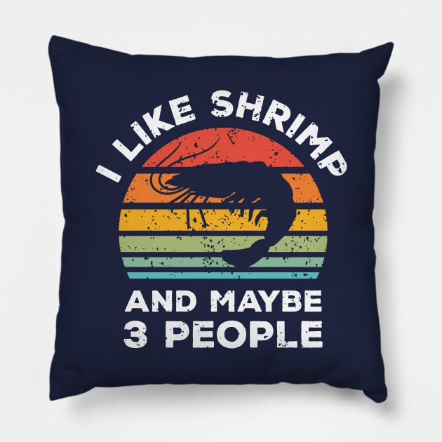 I Like Shrimp and Maybe 3 People, Retro Vintage Sunset with Style Old Grainy Grunge Texture Pillow by Ardhsells