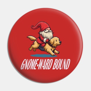 Gnomeward Bound - Dog and Gnome Holiday Tee Pin