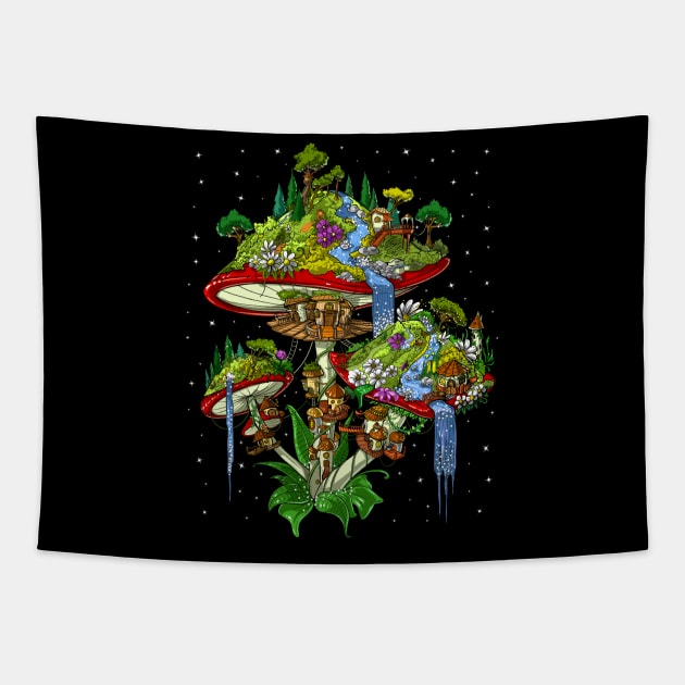 Magic Mushrooms Island Tapestry by underheaven