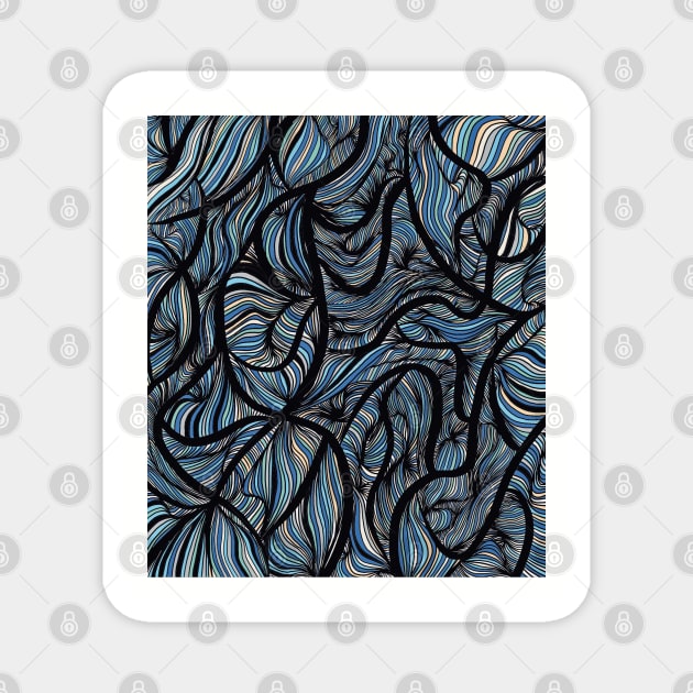 Abstract Blue Waves Magnet by halideO