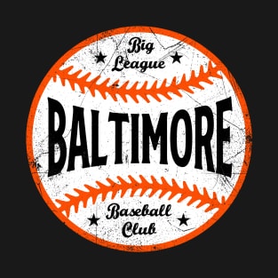 Baltimore Retro Big League Baseball - Black T-Shirt