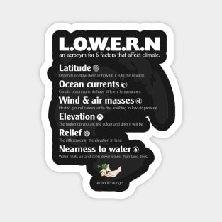 L.O.W.E.R.N the 6 main climate change factors Magnet