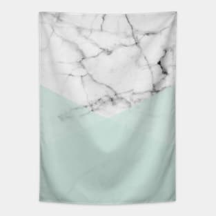 Real White Marble Half Mint Green Shapes Tapestry