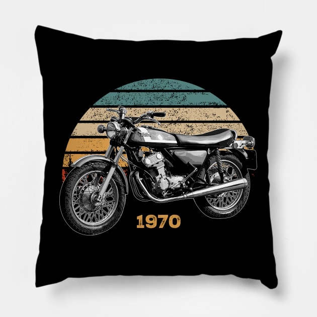 Fury 1970 Vintage Motorcycle Design Pillow by Madisen Harvey