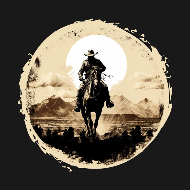 Riding the Moonlit Range: Cowboy Silhouette by Iron Creek