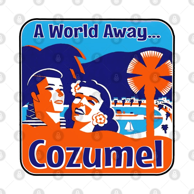 Cozumel Mexico Vintage Travel Ocean A World Away Luggage by TravelTime