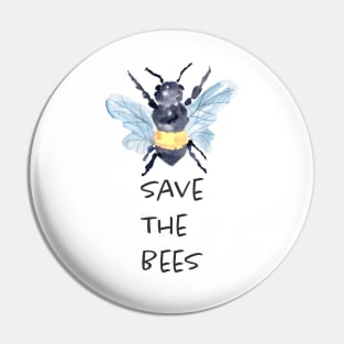 Save the Bees in watercolor Pin