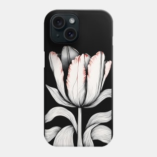 Black and white tulip botanical illustration Phone Case