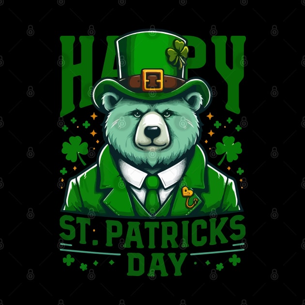 Happy st patricks day funny green bear by TomFrontierArt