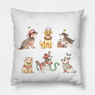 Cute Christmas Dogs Hand Drawn🎅 Pillow