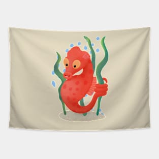 Cute pygmy seahorse cartoon Tapestry