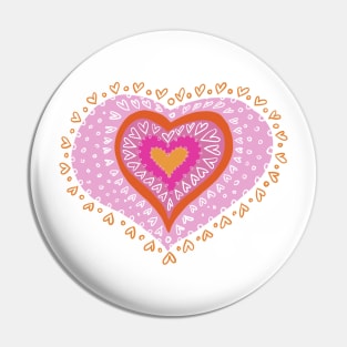 Heart design in white, pink and orange design Pin