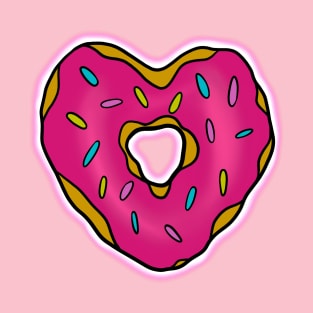 Pink Heart Donut print T-Shirt