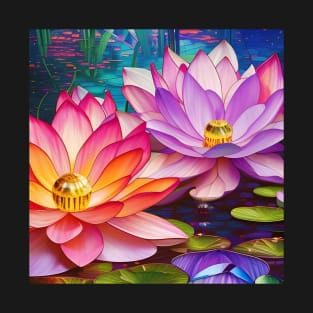 Pink and Purple Waterlilies T-Shirt