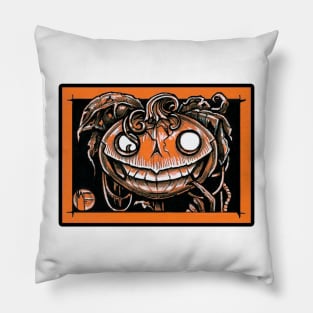 Smiling Jack O Lantern Man - Black Outlined Version Pillow