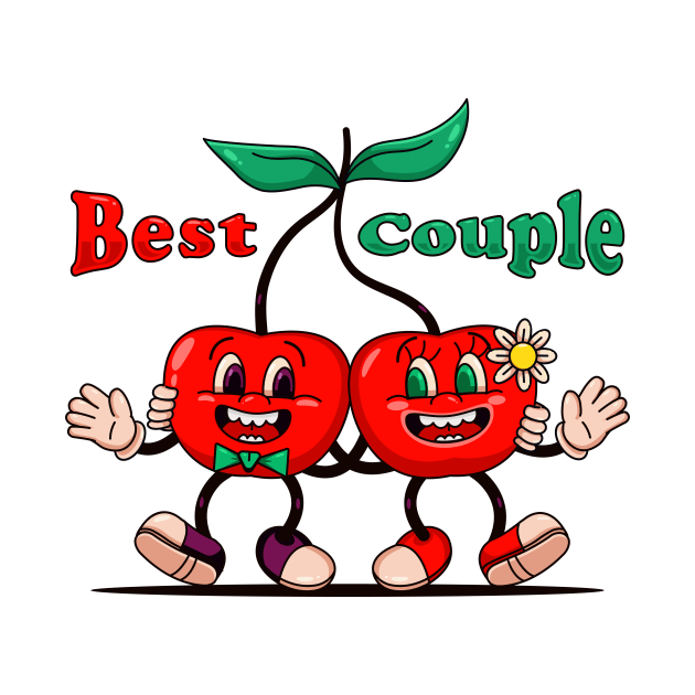 Best Couple, illustration of a romantic cherry couple by Vyndesign