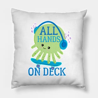 All Hands On Deck Skateboarding Octopus Pillow