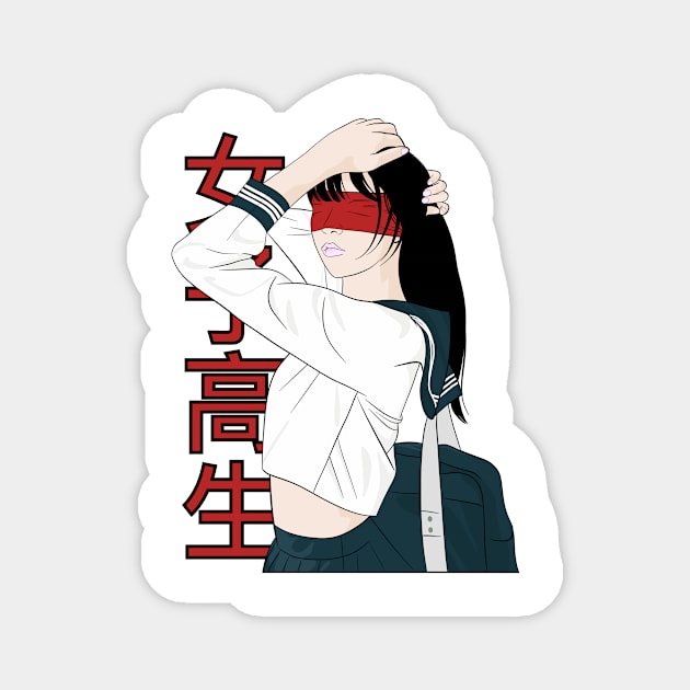 japanese high school girl Magnet by stickersnesia