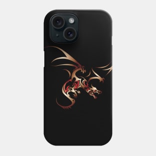 Flying Dragon in Tattoo/Tribal Style, Copper with Red accents Phone Case