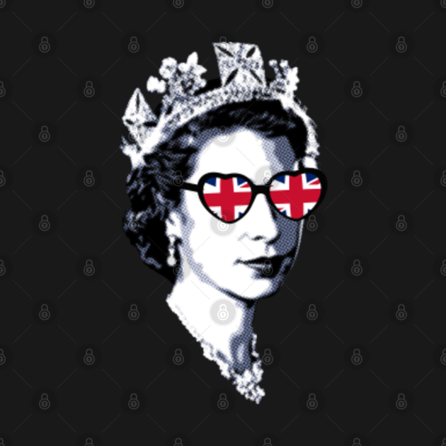 Discover Queen Elizabeth II UK Flag Heart Sunglasses - Queen Elizabeth Ii - T-Shirt