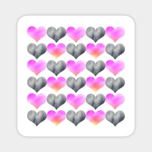 Watercolour Hearts Pattern Magnet