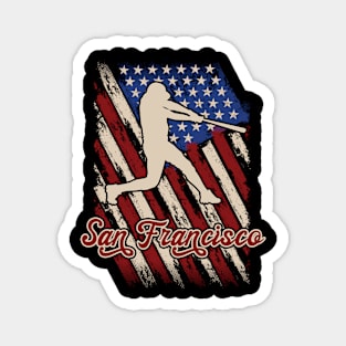 Patriotic USA Flag San Francisco Baseball Fan Magnet